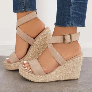 Cross Cross Ankle strap Espadrille Wedge Platform Sandals by J Crew. Never worn